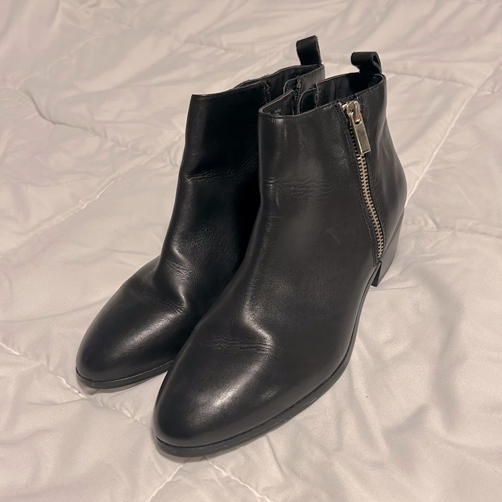 Black Leather Ankle Boots